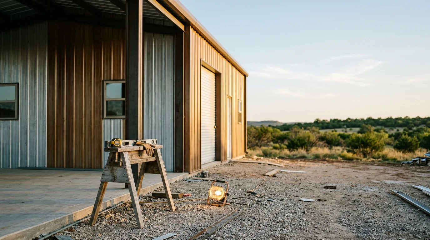 Metal building under construction in Abilene Texas