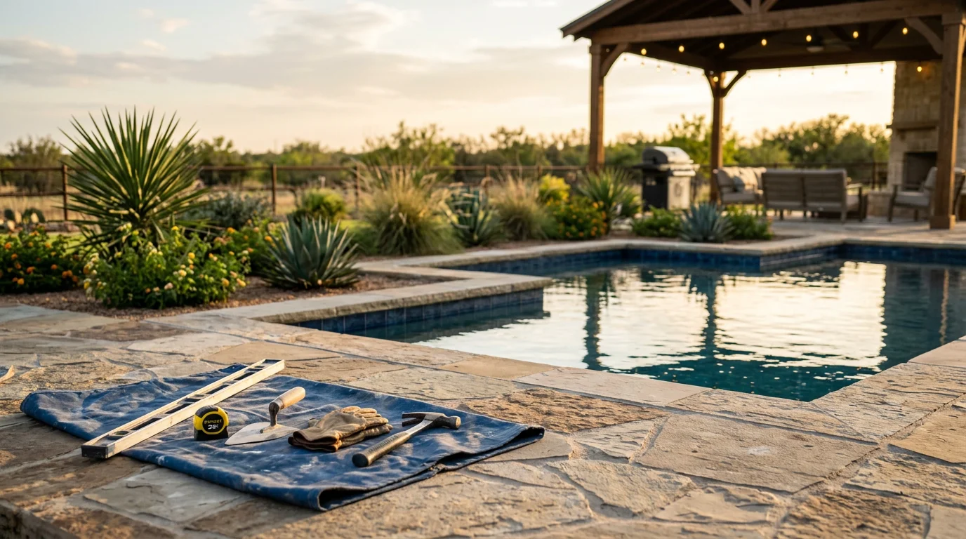 Backyard pool and patio in Abilene Texas